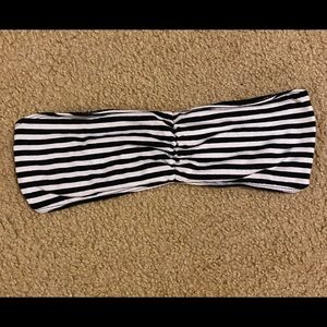 VS PINK Black and White Striped Bandeau
